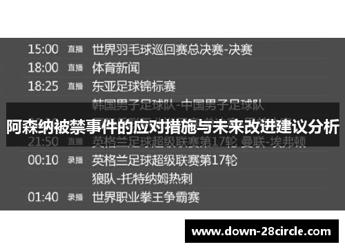 阿森纳被禁事件的应对措施与未来改进建议分析